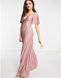 Розовое плиссированное платье макси с коротким рукавом и перекрученным дизайном на спине Asos design