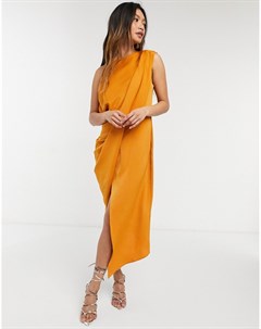 Платье миди из мягкого фактурного крепа с драпированным лифом Asos design