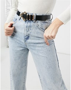 Кожаный ремень для джинсов на пояс и бедра с треугольной пряжкой и металлическими тренчиками Asos design