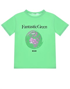 Зеленая футболка с принтом Fantastic Green Msgm