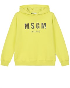 Желтая толстовка худи с логотипом Msgm
