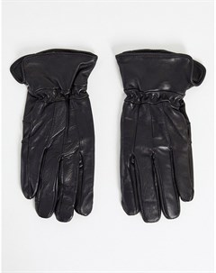 Черные кожаные перчатки в стиле пэчворк Boardmans