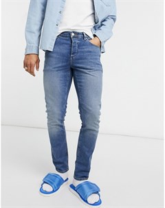 Синие узкие джинсы стретч из органического выбеленного денима в винтажном стиле Asos design