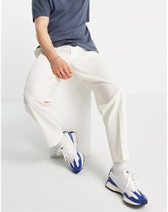 Белые строгие суженные книзу брюки из жатой ткани с добавлением хлопка и льна Asos design