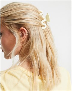 Белая блестящая заколка краб для волос с волнистым дизайном London My accessories
