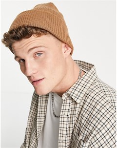 Бежевая шапка бини из переработанного полиэстера Topman