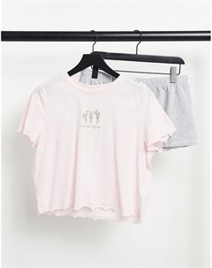 Пижамный комплект нежно розового цвета с надписью L amour Topshop