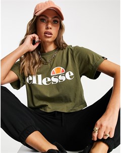 Укороченная футболка цвета хаки Ellesse