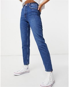 Синие джинсы в винтажном стиле с уплотненным поясом New look