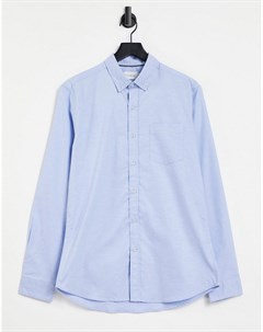 Голубая оксфордская рубашка облегающего кроя из эластичной ткани Topman