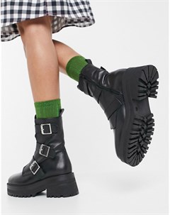 Черные кожаные ботинки с массивными пряжками Alex Asos design