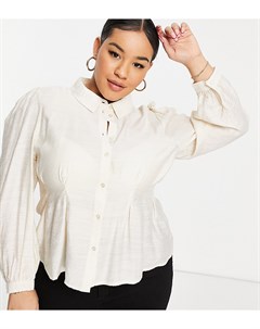 Шелковая блузка кремового цвета с приталенным силуэтом Vero moda curve