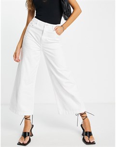 Белые укороченные джинсы с завышенной талией и широкими штанинами French connection