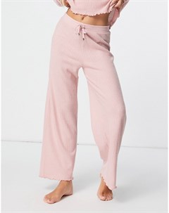Розовые штаны для дома с широкими штанинами и вафельной текстурой от комплекта New look