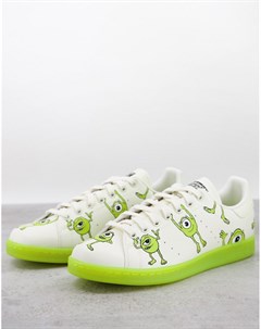 Бело зеленые кроссовки с Майком Вазовски x Disney Sustainable Stan Smith Adidas originals