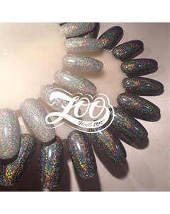 Голографическая втирка Серебряная вспышка 50 мкм Zoo nail art