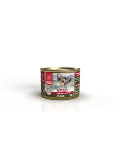 Holistic Veal полнорационный влажный корм для кошек паштет с телятиной в консервах 200 г Blitz