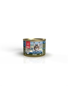 Holistic Salmon полнорационный влажный корм для кошек суфле с лососем и креветками в консервах 200 г Blitz