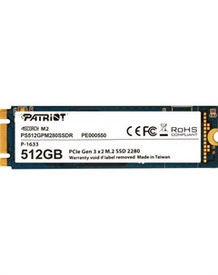 Твердотельный накопитель SSD M 2 512 Gb PS512GPM280SSDR Read 1700Mb s Write 950Mb s 3D NAND TLC Patriòt