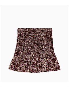 Мини юбка со сборками и цветочным принтом Petite Topshop