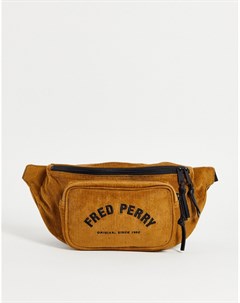 Коричневая вельветовая сумка на пояс Fred perry