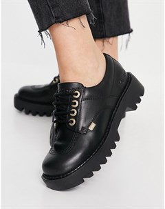 Черные кожаные туфли на массивной подошве со шнуровкой Kizzie Kickers