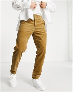 Коричневые вельветовые брюки с потайным эластичным шнурком и маленьким логотипом Polo ralph lauren
