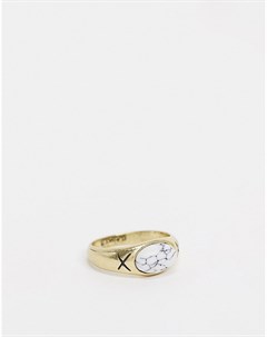 Золотистое кольцо с овальным камнем Classics 77