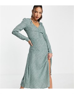 Пятнистое чайное платье миди с длинными рукавами и пуговицами Missguided tall