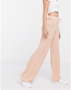 Светло розовые широкие брюки в рубчик x Lorna Luxe In the style