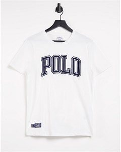 Белая футболка с большим логотипом спереди Polo ralph lauren