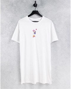 Белое платье футболка с диснеевским персонажем Дейзи Дак Merch cmt ltd