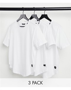 Комплект из 3 белых длинных футболок с закругленным краем Only & sons