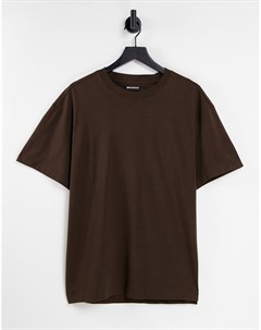 Oversized футболка коричневого цвета Weekday