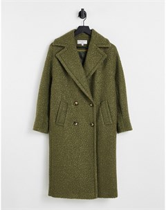 Шалфейно зеленое двубортное пальто из букле Helene berman
