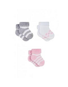 Носки детские для девочек 3 пары белый розовый серый Mothercare