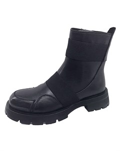 Черные ботинки из кожи на подкладке из натуральной шерсти на тракторной подошве Respect