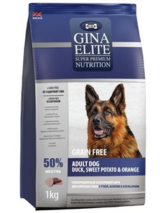 Сухой корм Elite Grain Free Dog беззерновой с Уткой бататом и апельсином для собак 15 кг Утка батат  Gina