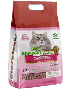 Наполнитель Ecoline Сакура комкующийся растительный для кошек 12 л 5 1 кг Homecat
