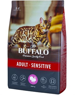 Сухой корм Adult Sensitive с индейкой для кошек 400 г Mr.buffalo