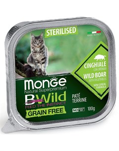 Консервы Cat Bwild Grain free из кабана с овощами для кошек 100 г Свинина Monge