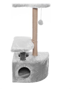 Домик Оригинальный угловой с пумпоном серый джут для кошек 36 х 54 х 83 см Серый Yami-yami