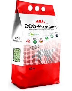 Наполнитель Eco Premium Зеленый чай древесный комкующийся с ароматом зеленого чая для кошек 20 л 7 6 Eco-premium