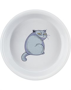 Миска с рисунком Кот серая керамическая для кошек 250 мл Серый Trixie