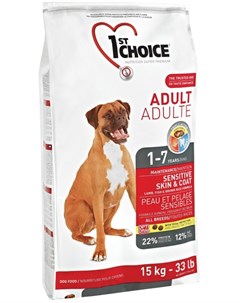 Сухой корм Adult Sensitive Skin Coat для собак с чувствительной кожей и шерстью 15 кг 1st choice