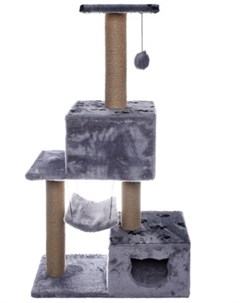 Комплекс когтеточка Бельведер темно серый джут для кошек 72 х 36 х 127 см Серый Yami-yami