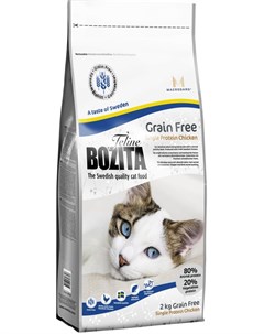 Сухой корм Feline Grain Free Single Protein беззерновой для кошек 2 кг Курица Bozita