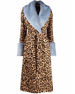 Шерстяное пальто с леопардовым принтом Blumarine