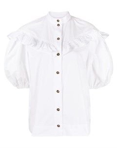 Блузка с пышными рукавами и оборками Ganni