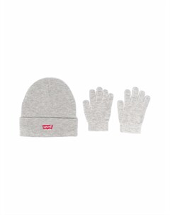 Комплект из шапки бини и перчаток с вышитым логотипом Levi's kids